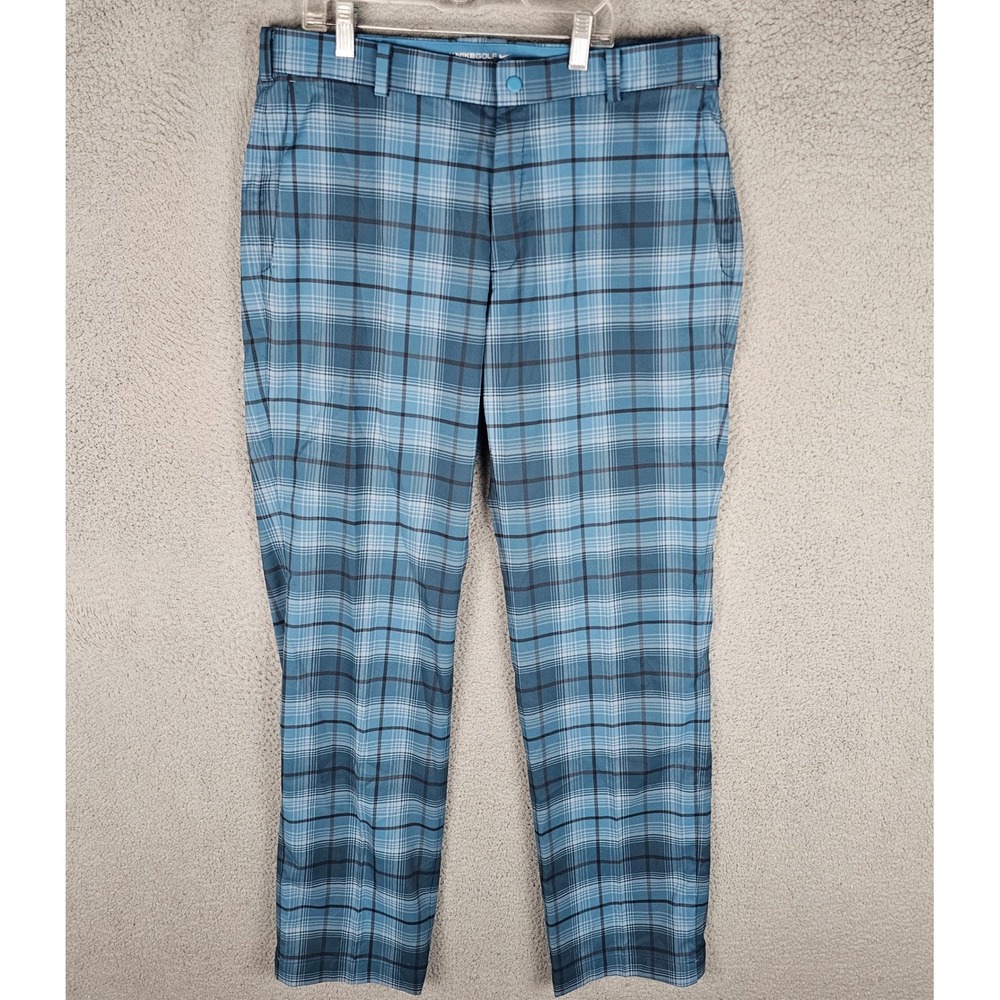 Nike Golf Pants Mens 34x34 Blue Plaid Tour Performance Dri-FIT 509741-427